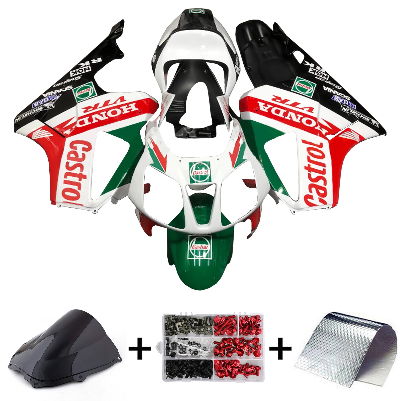 Amotopart 2000-2006 Honda VTR1000 RC51 Kit de carénage noir blanc rouge vert