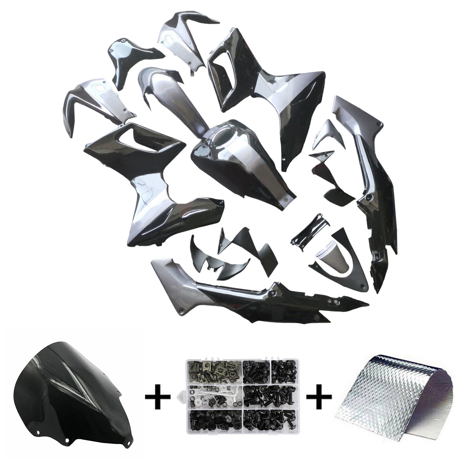 Amotopart 2002-2006 Honda CBR125R Glossy Black Gray Silver Fairing Kit