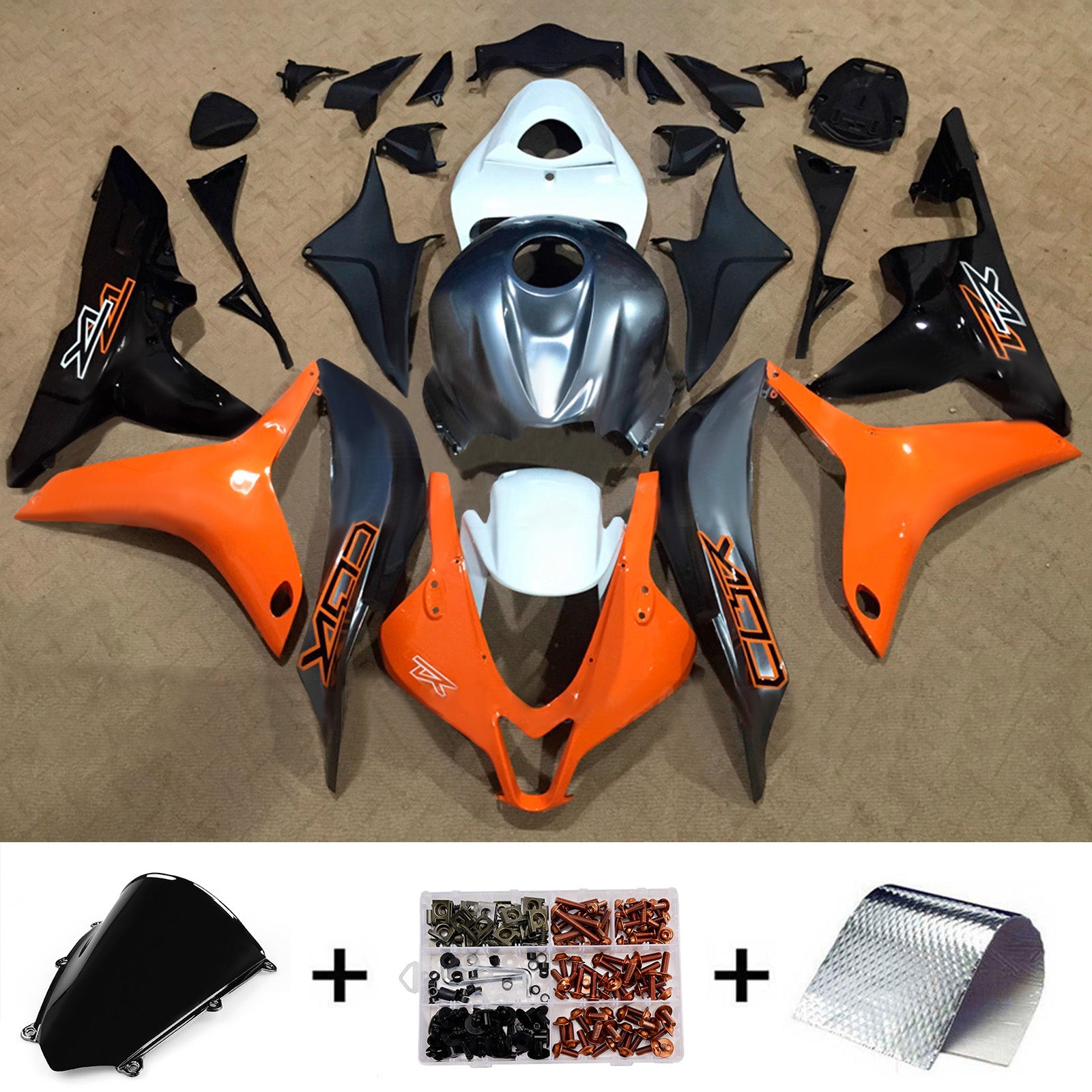 Amotopart 2007-2008 Honda CBR600RR oranje zwarte kuipset