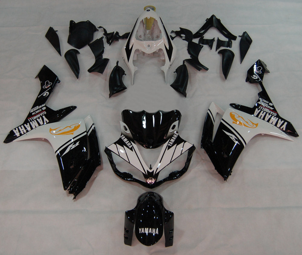 Amotopart 2007-2008 Yamaha YZF 1000 R1 Negro Blanco Estilo 1 Kit de carenado