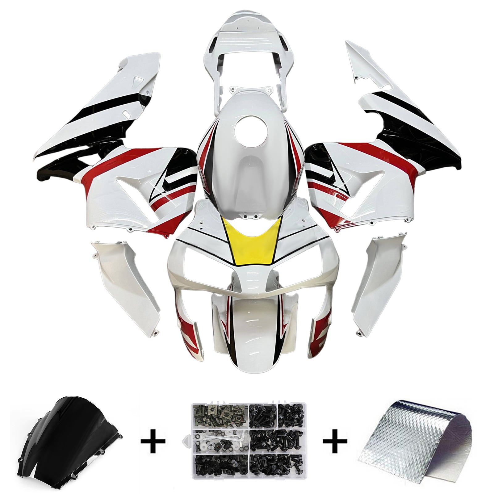 Amotopart 2003-2004 Honda CBR600RR Kit de carénage noir blanc