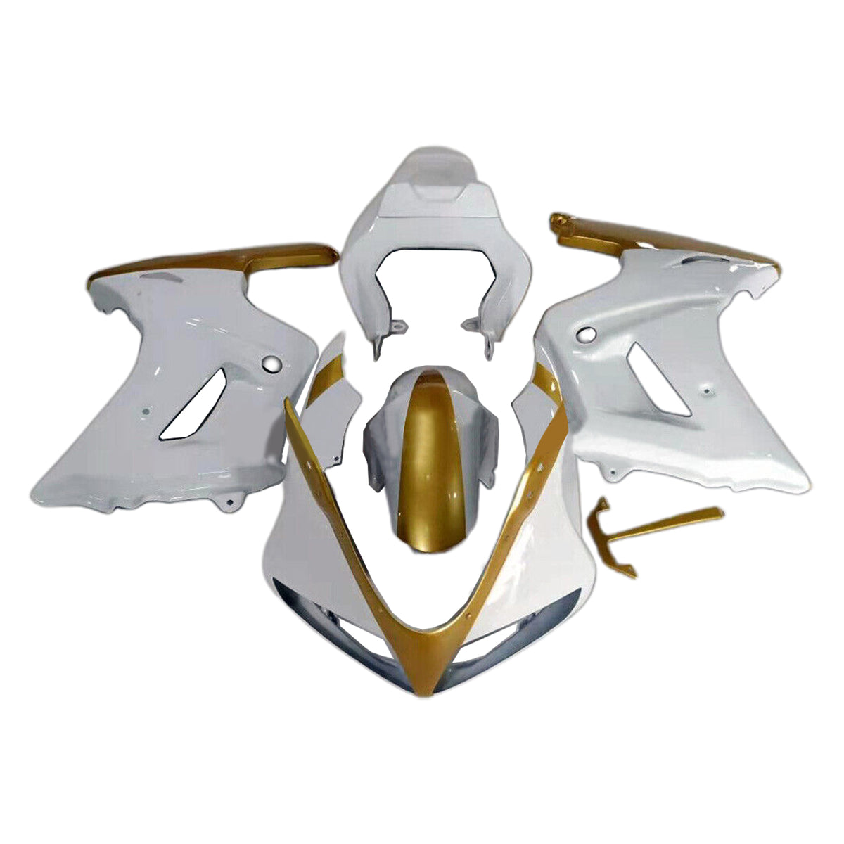 Amotopart 2003–2013 SV650 Suzuki Weiß und Gold Verkleidungsset