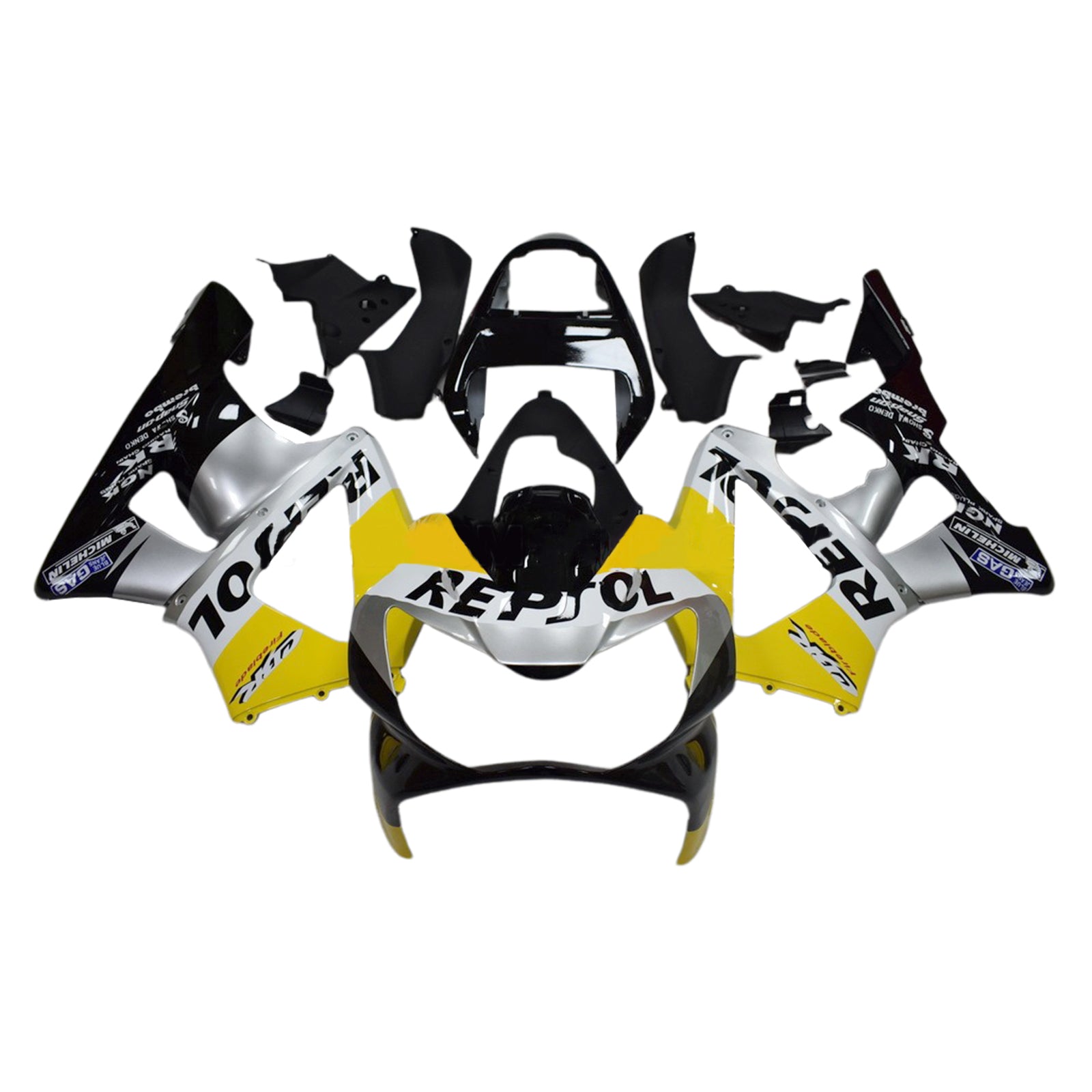 Amotopart 2000-2001 Honda CBR929RR Kit de carénage noir argent jaune