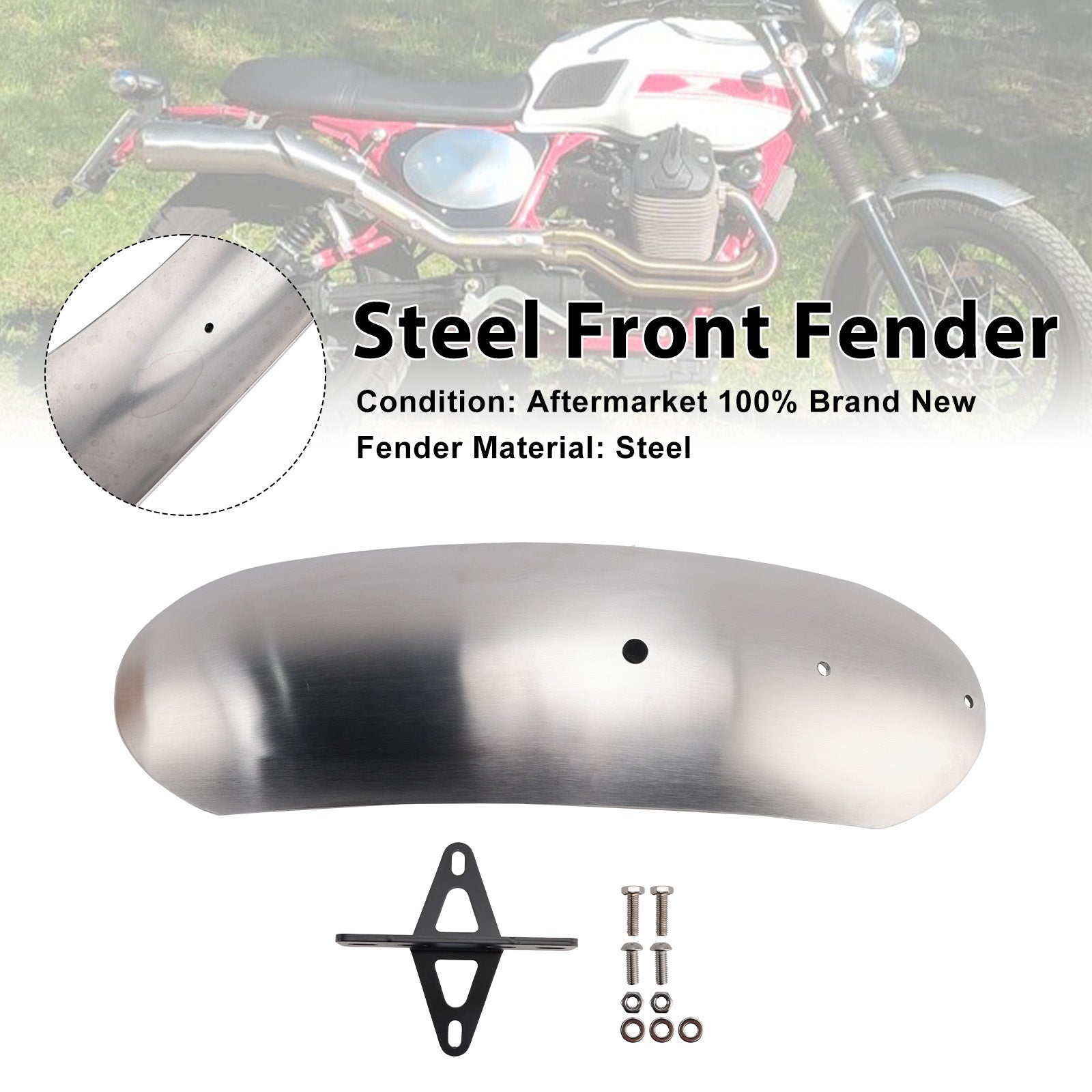 10-16 Parafango anteriore in acciaio speciale MOTO GUZZI V7 II Stone Classic