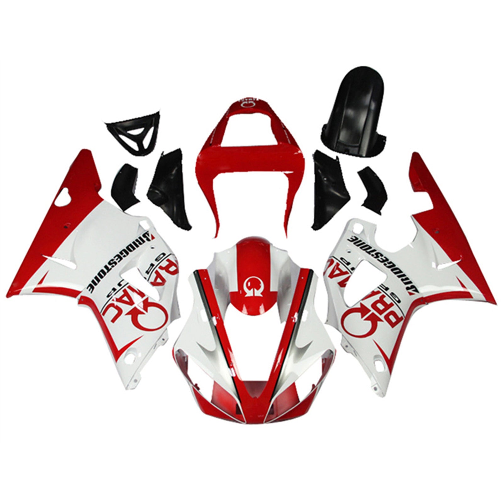 Amotopart 1998-1999 Yamaha YZF 1000 R1 Kit de carenado rojo y blanco Style2