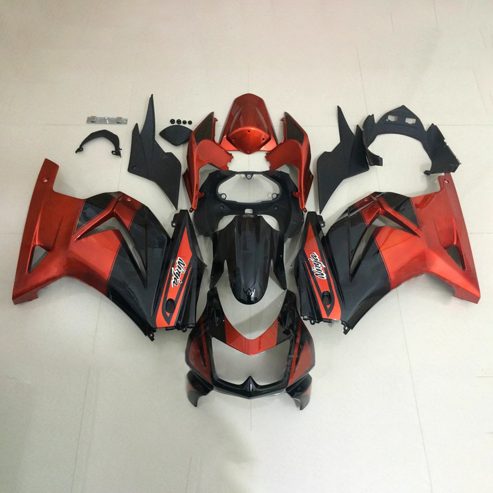 Amotopart 2008-2012 Kawasaki EX250/Ninja250R Black Red Fairing Kit