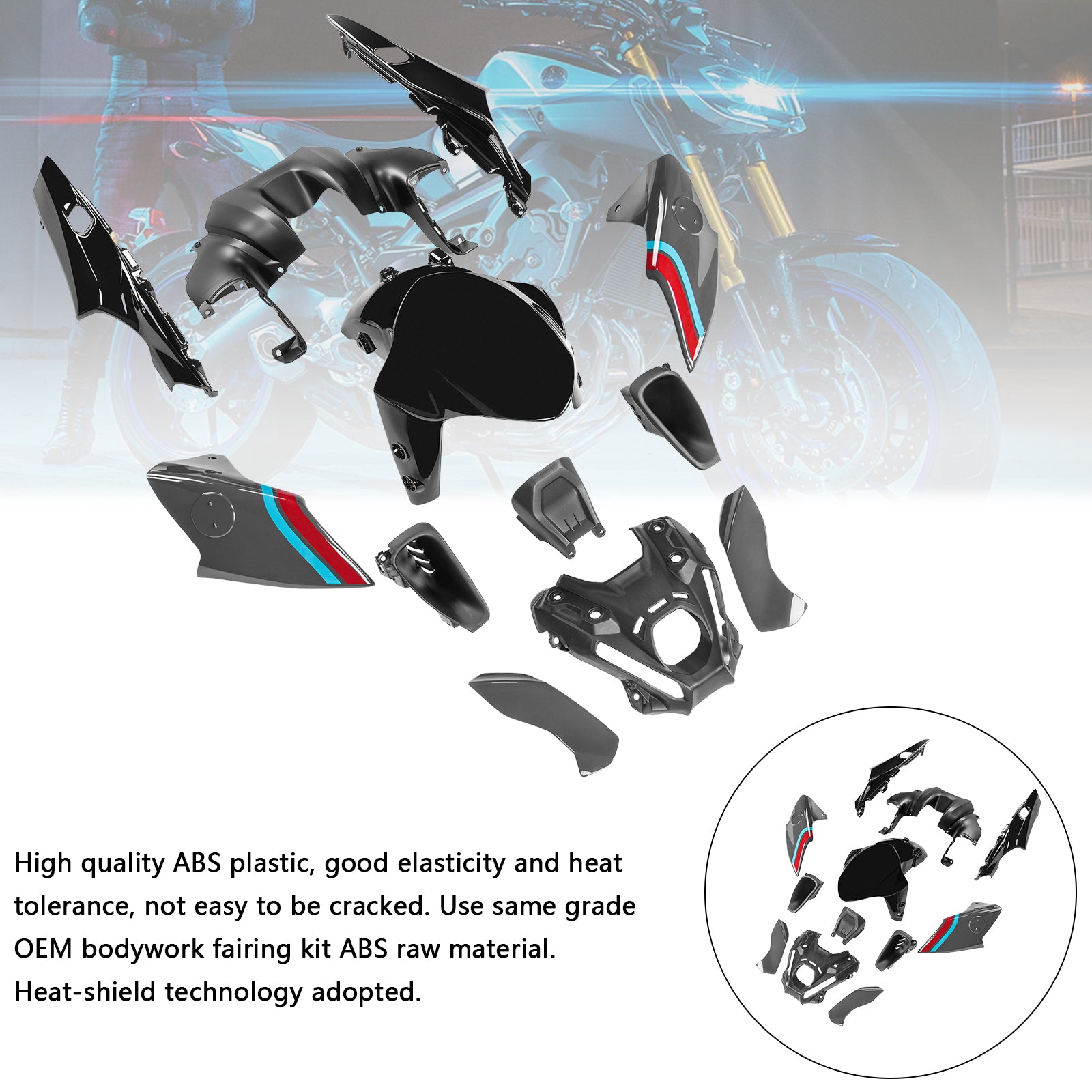 Amotopart 2021-2023 Yamaha MT 09 Fairing Kit