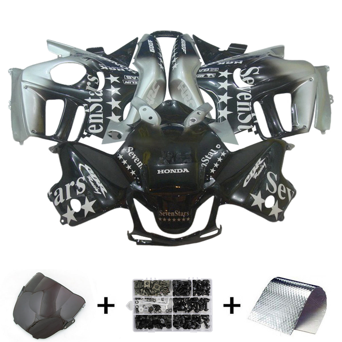 Amotopart 1997-1998 Honda CBR600 F3 Kit de carenado negro gris y estrella