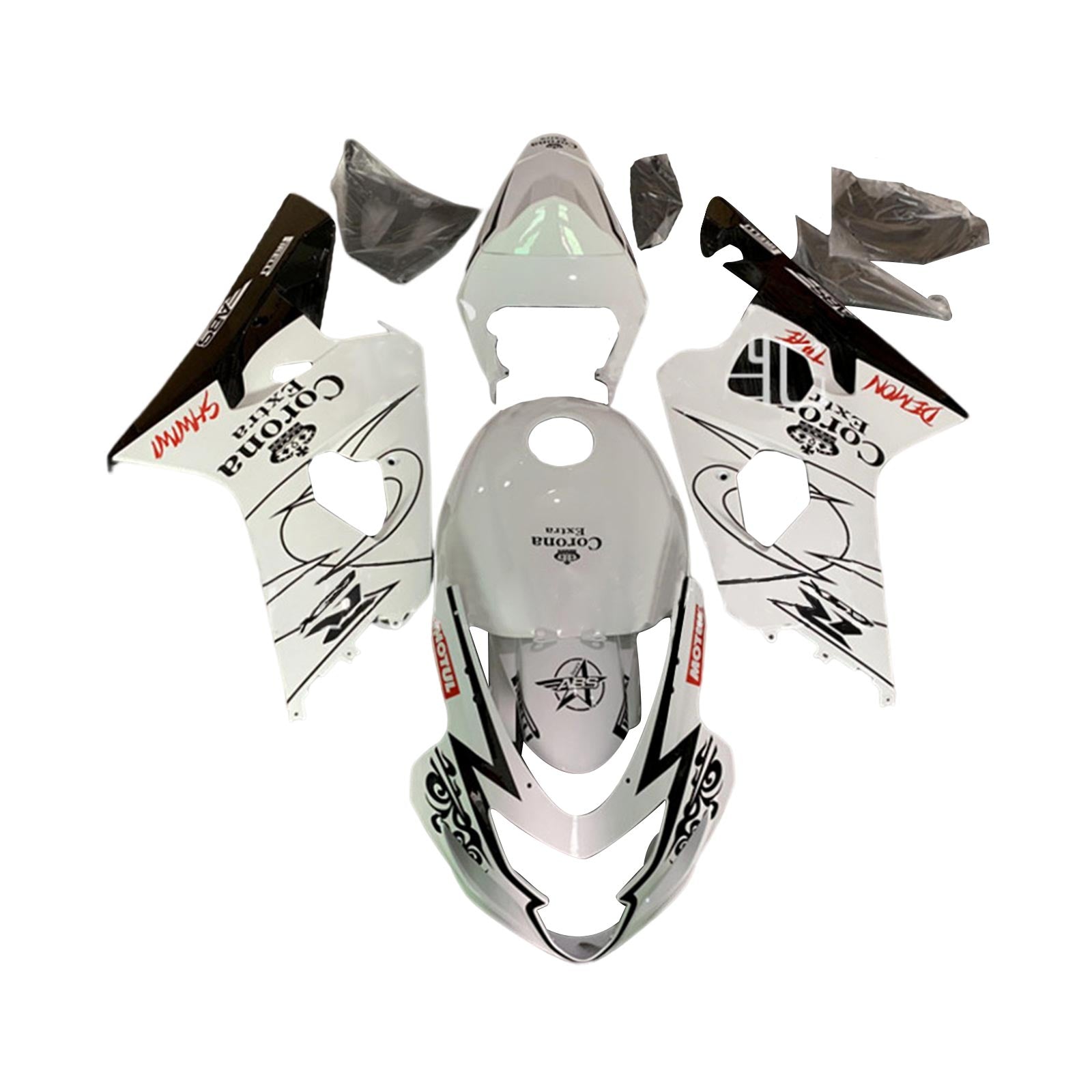 Amotopart 2004-2005 Suzuki GSXR 600/750 K4 Grey&White Fairing Kit