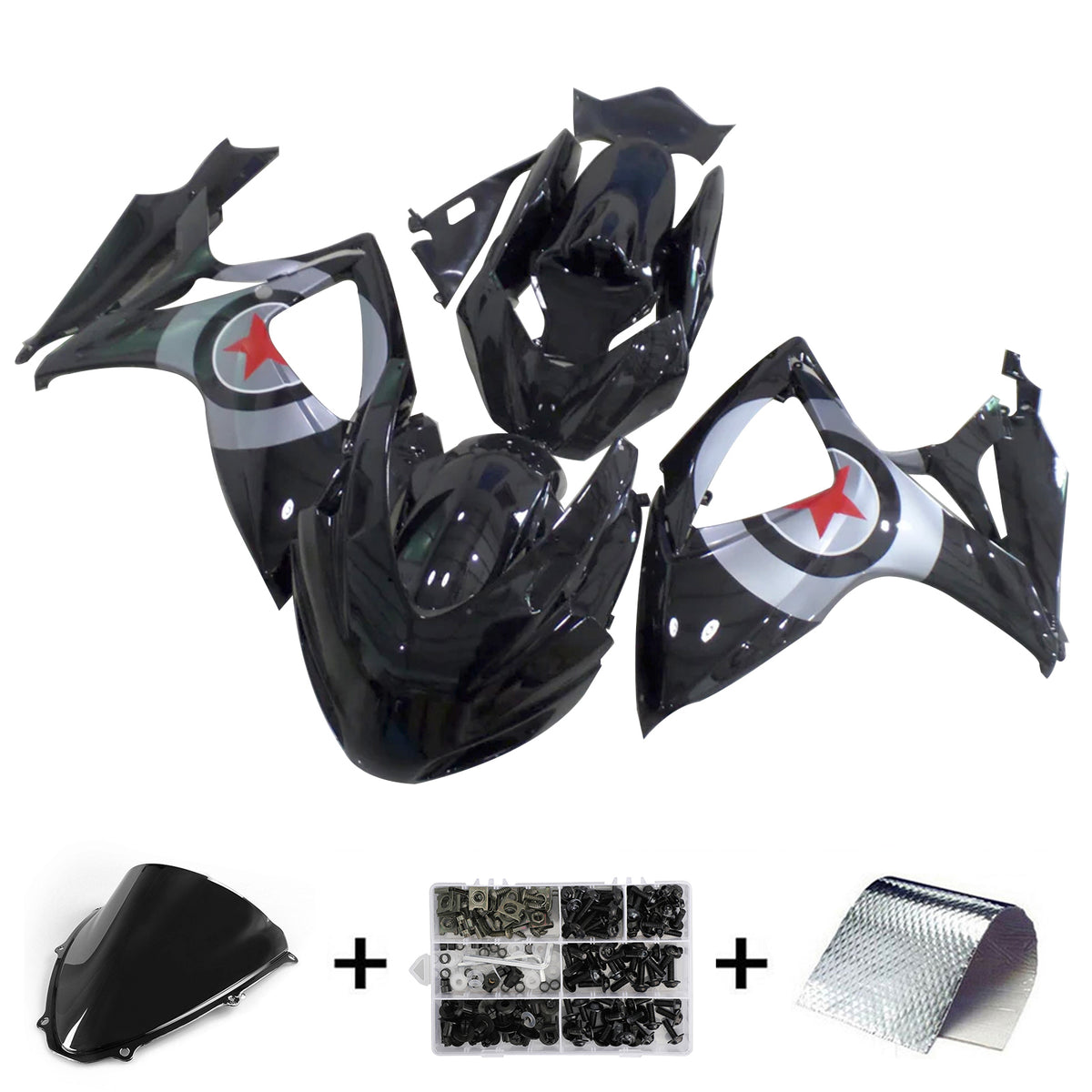 Amotopart 2006-2007 K6 GSXR 600/750 Suzuki Kit carena nera e grigia