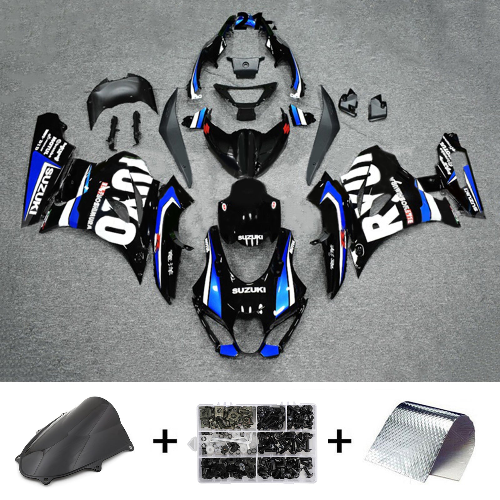 Amotopart 2017-2024 K17 GSXR1000 Suzuki Black&Blue Style3 Fairing Kit