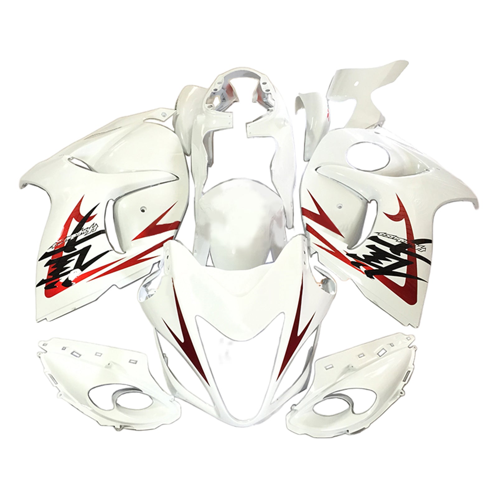 Amotopart 2008-2020 Suzuki Hayabusa GSX1300R Kit de carénage blanc et rouge