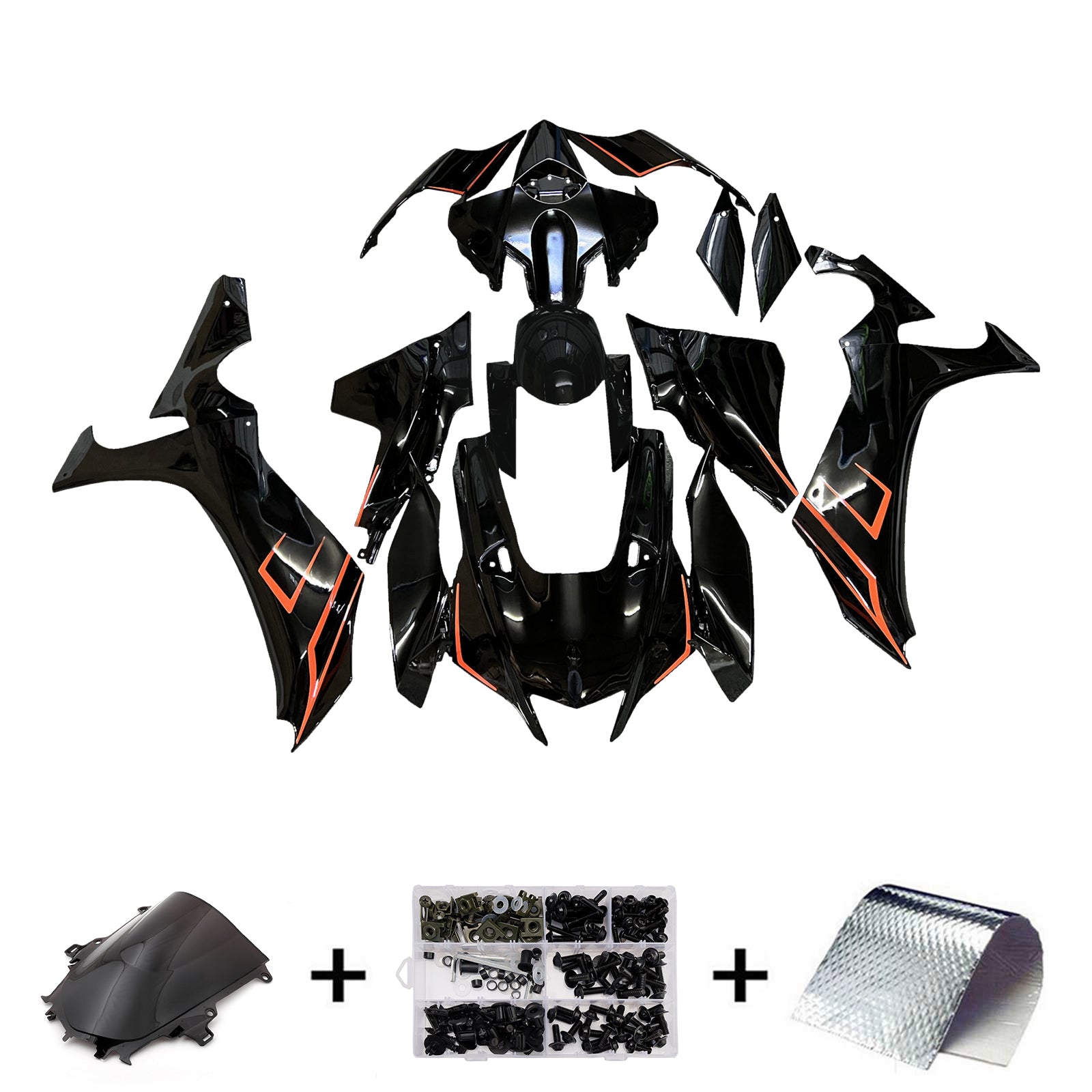 Amotopart 2020-2025 Yamaha YZF-R1 Black Orange Line Fairing Kit