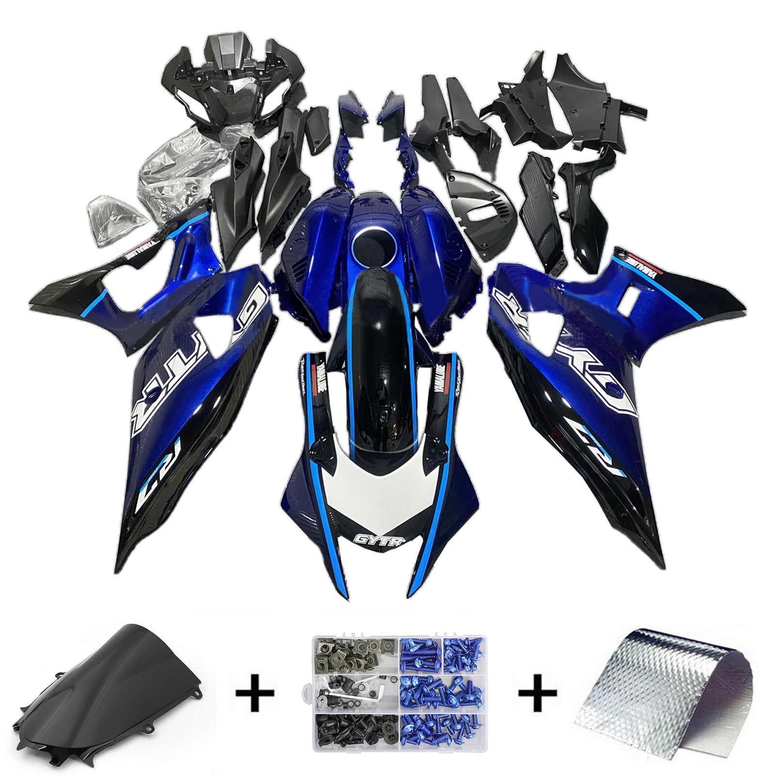 Blue R7 Fairings Amotopart 2021-2024 Yamaha YZF-R7 Blue Black Fairing Kit