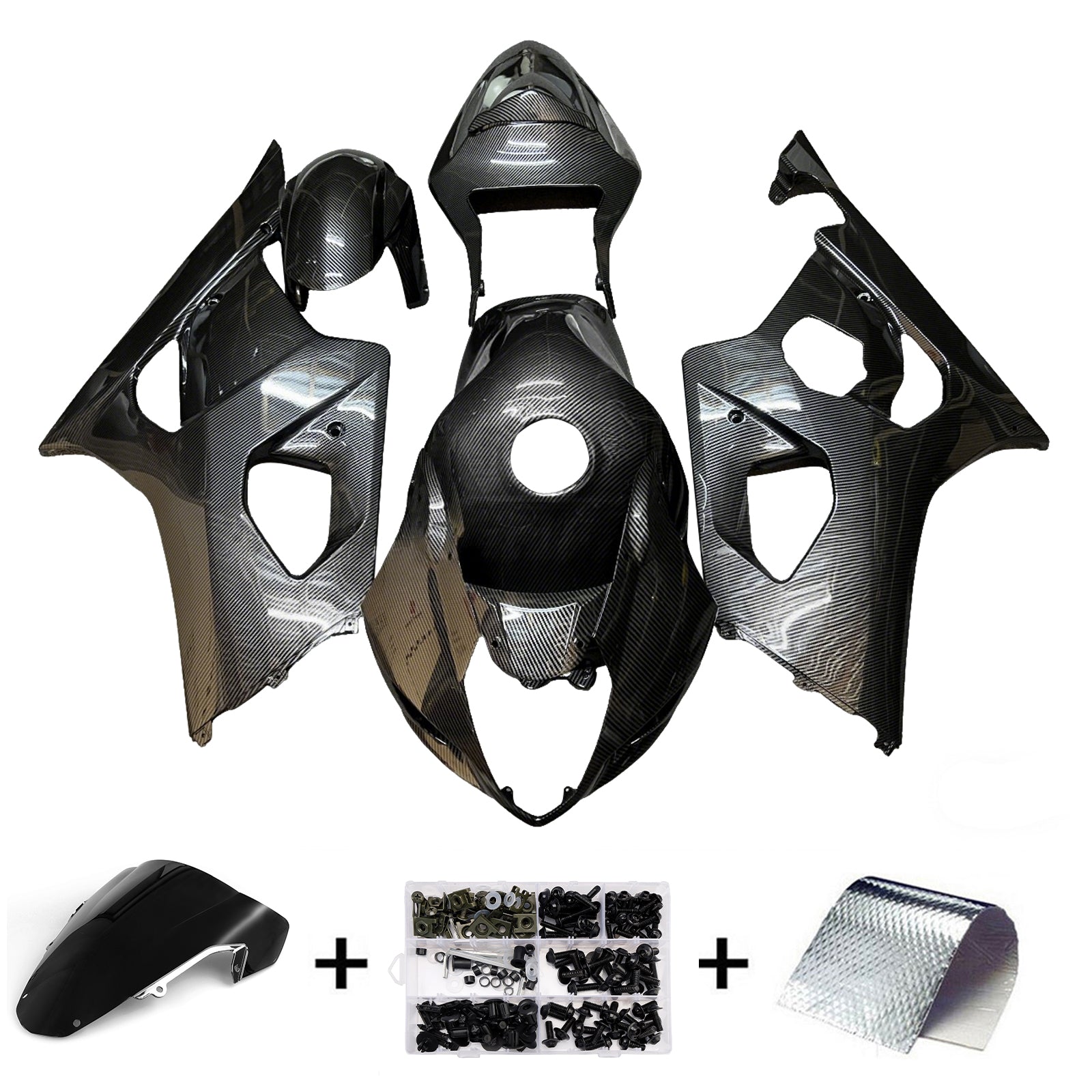 Amotopart 2003-2004スズキGSXR1000カーボンファイバーパターンフェアリングキット