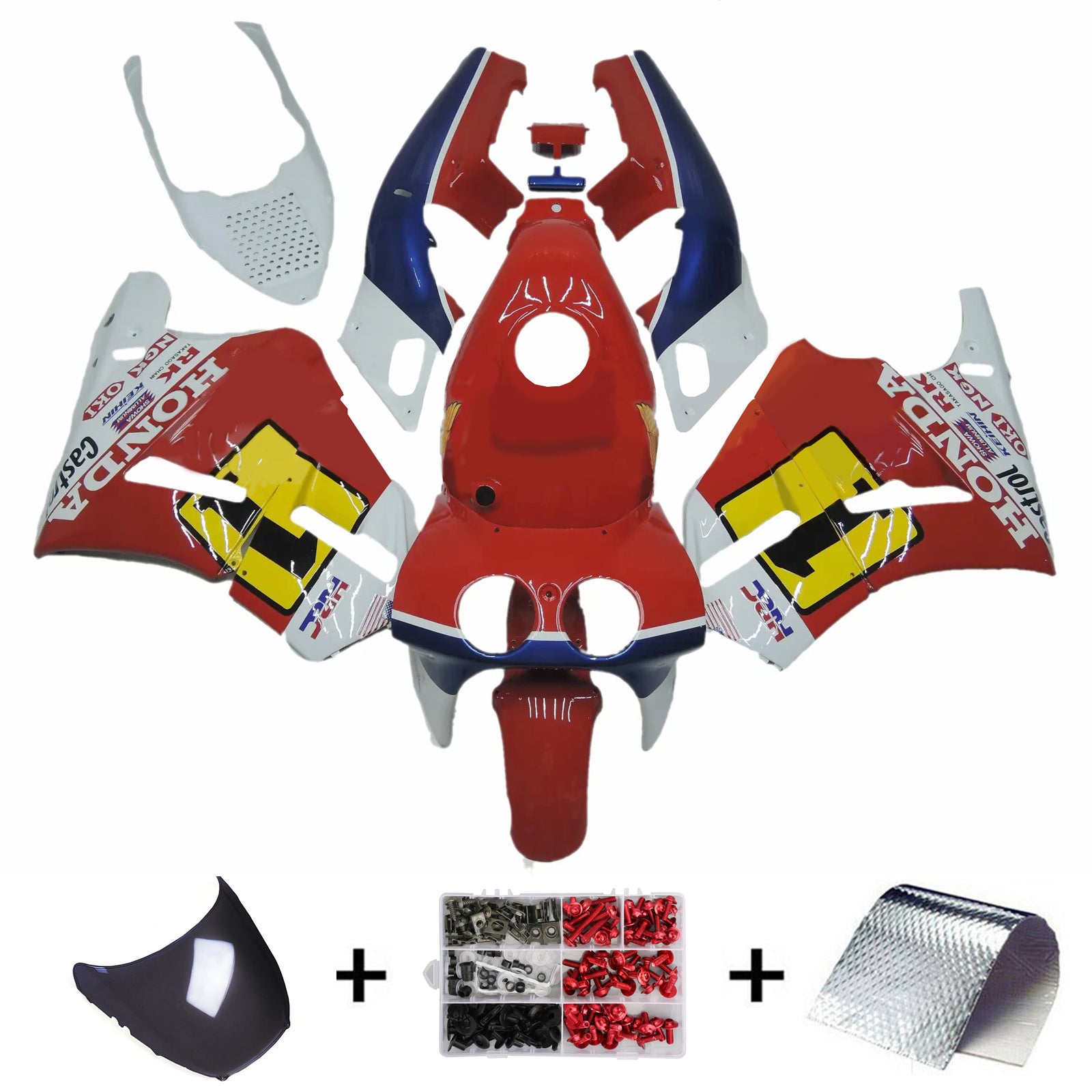 Amotopart 1988-1992 Honda VFR400R NC30 Red White Fairing Kit