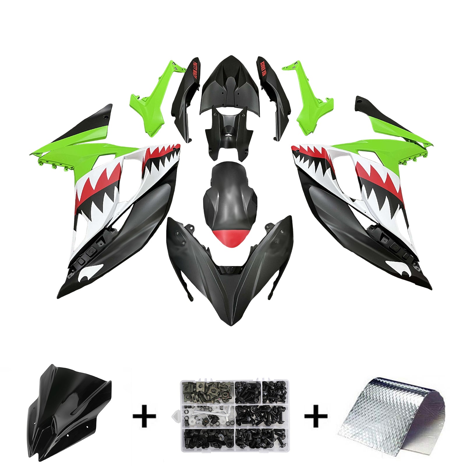 Amotopart 2017-2019 Kawasaki Ninja 650r Er6f Black Green Red Fairing Kit