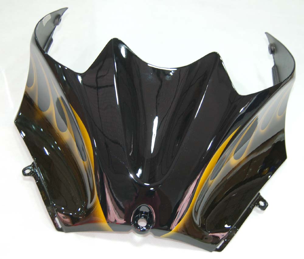 Amotopart 2006-2011 Kawasaki ZX14R Black with Yellow Flame Fairing Kit