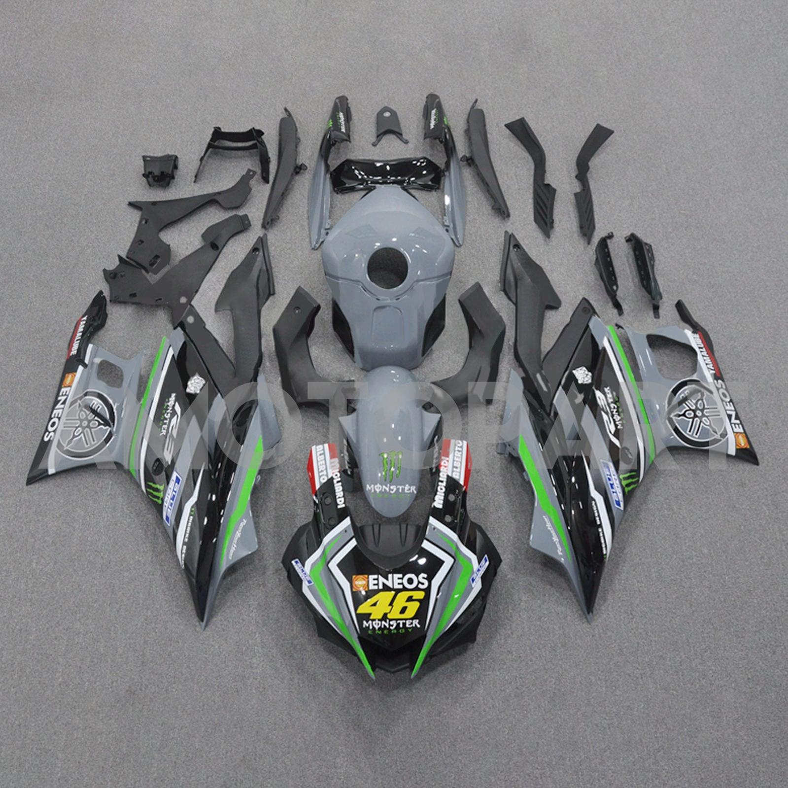 Amotopart 2022-2024 Yamaha YZF-R3 & R25 Black Grey Fairing Kit