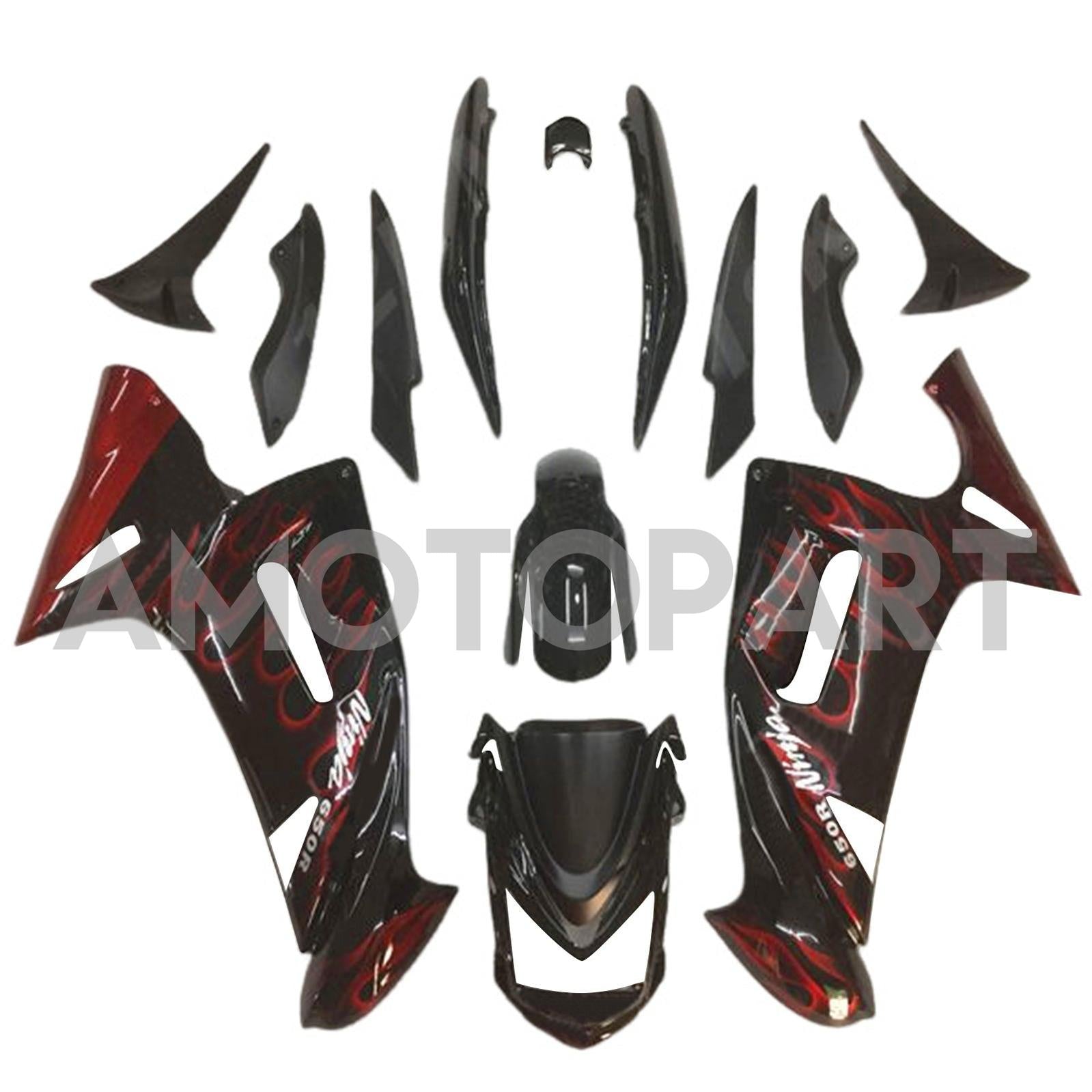 Amotopart 2006-2008 Kawasaki ER6F Ninja650 Kit de carenado negro y rojo
