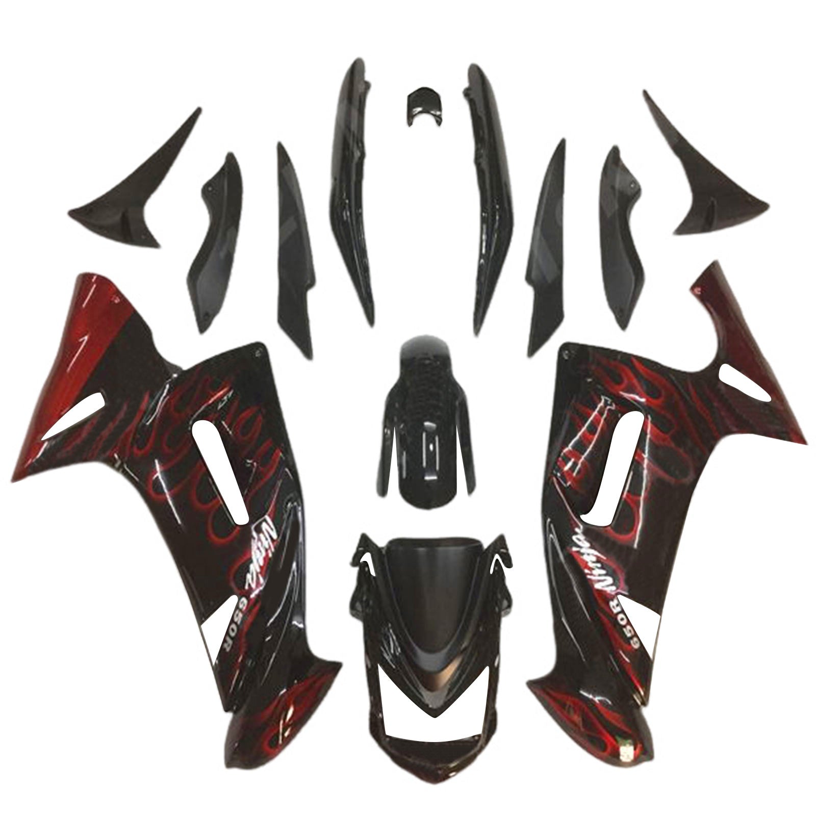 Amotopart 2006-2008 Kawasaki ER6F Ninja650 Kit de carénage noir et rouge