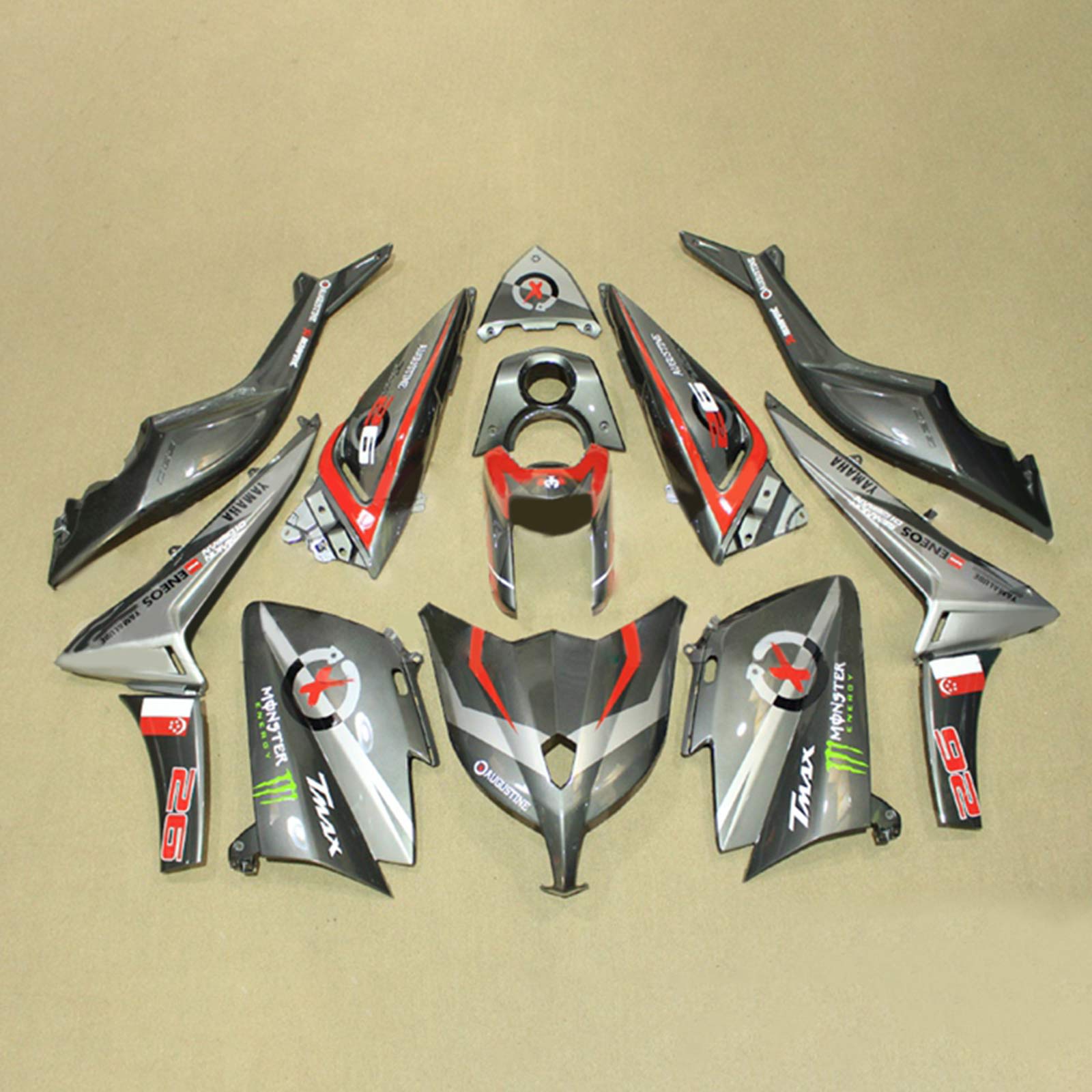 Amotopart 2012-2014 T-Max TMAX530 Yamaha Red&Grey Fairing Kit