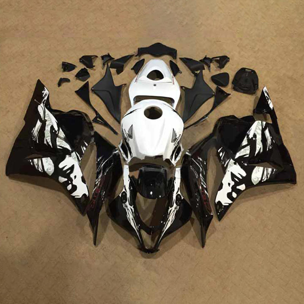 Amotopart 2009-2012 Honda CBR600RR Black White Fairing Kit