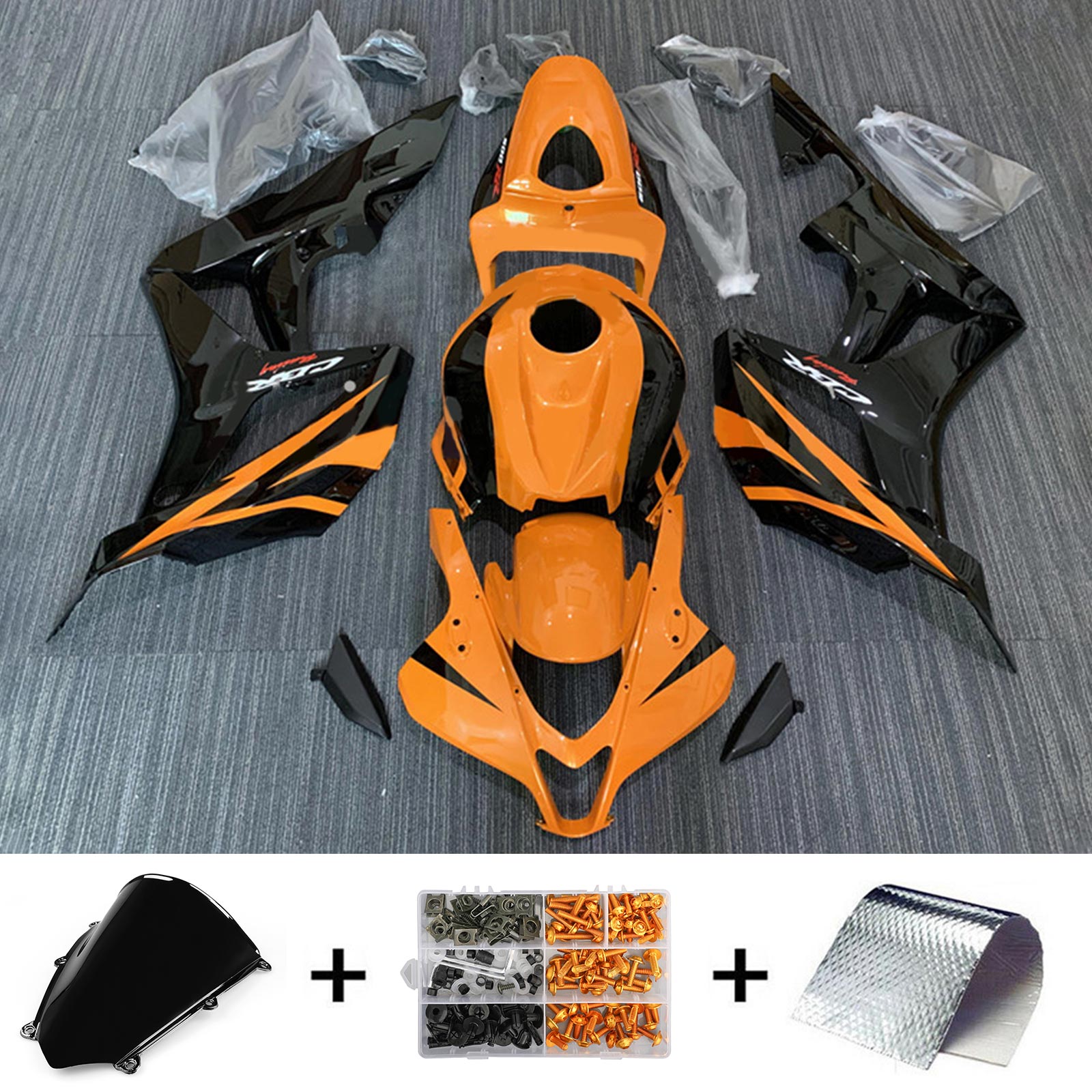 Amotopart 2007-2008 ホンダ CBR600RR イエロー ブラック フェアリングキット