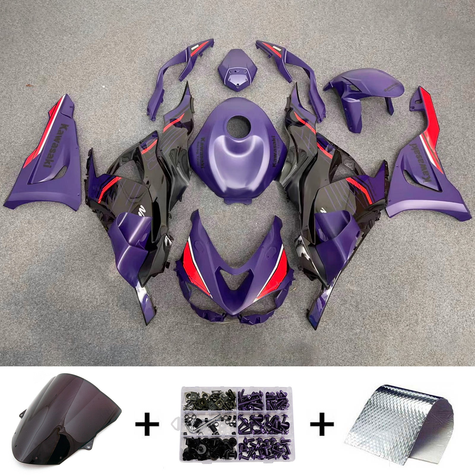 Amotopart 2024-2025 Kawasaki ZX-6R Purple Black Red Fairing Kit