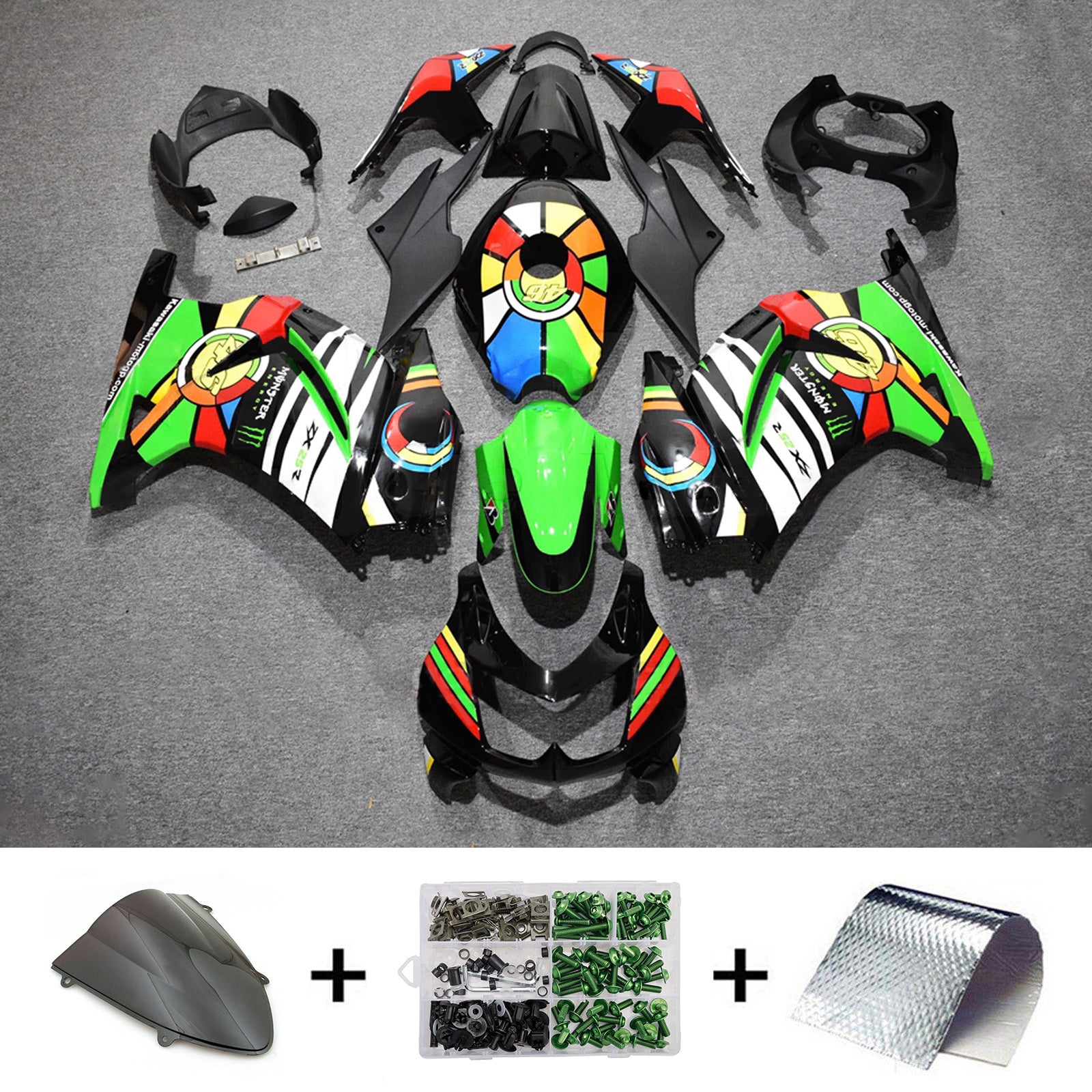 Amotopart 2008-2012 Kawasaki EX250/Ninja250R Multi-color Fairing Kit