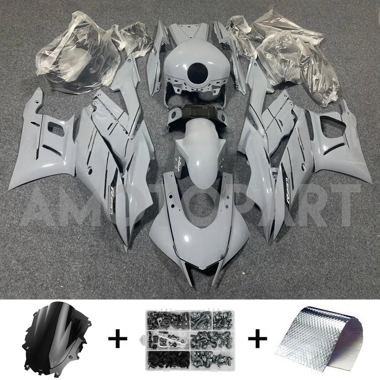 Amotopart 2019-2021 Yamaha YZF-R3 R25 Black White Fairing Kit