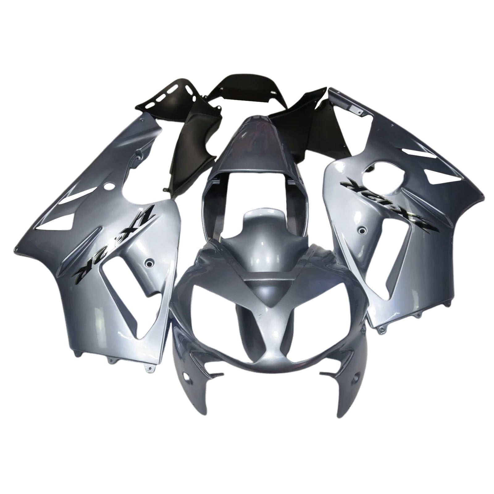 Amotopart 2002-2005  Kawasaki ZX12R Silver Grey Black Fairing Kit