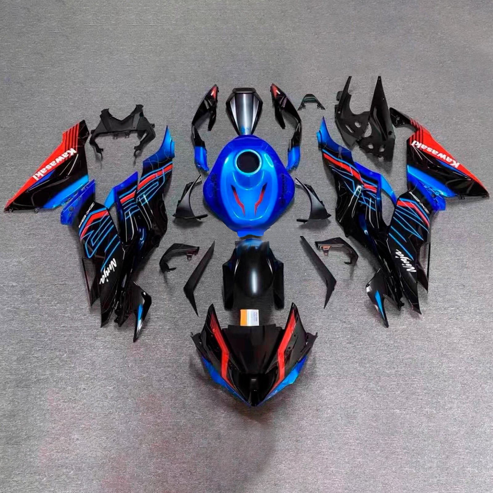 Amotopart 2024-2025 Kawasaki ZX-6R Blue Black White Red Fairing Kit