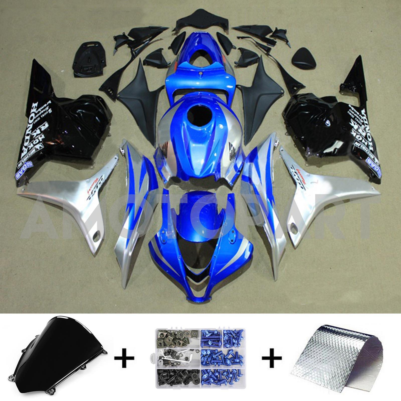 Amotopart 2009-2012 Honda CBR600RR Black White Blue Fairing Kit