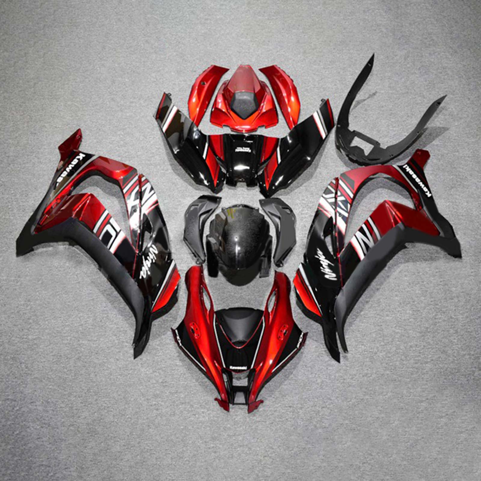 Amotopart 2016-2020 ZX10R Kawasaki Red&Black Style6 Fairing Kit