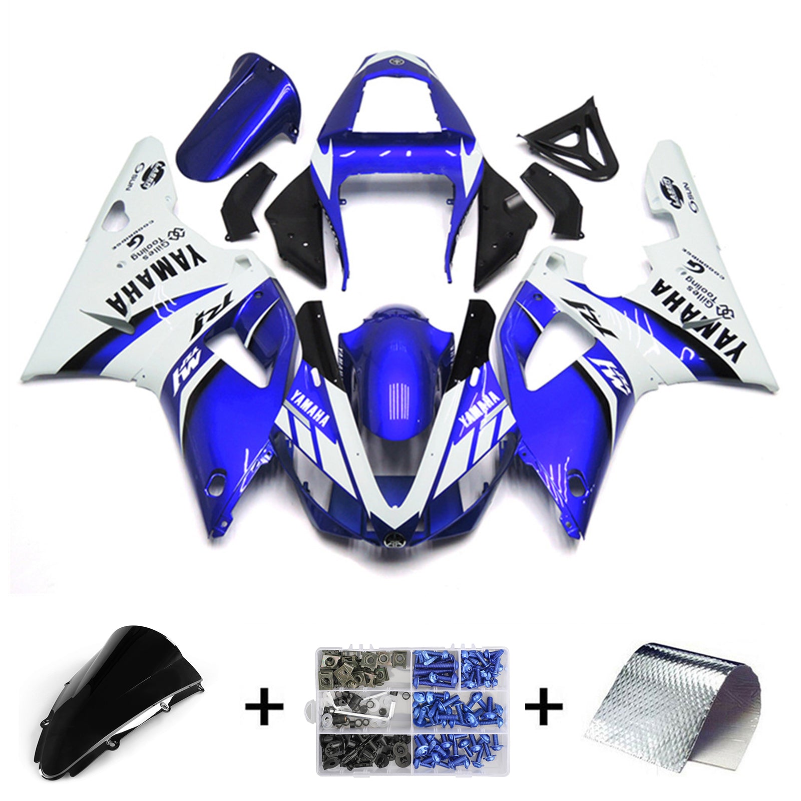 Amotopart 2000-2001 YZF 1000 R1 Yamaha Blue&White Style1 Fairing Kit