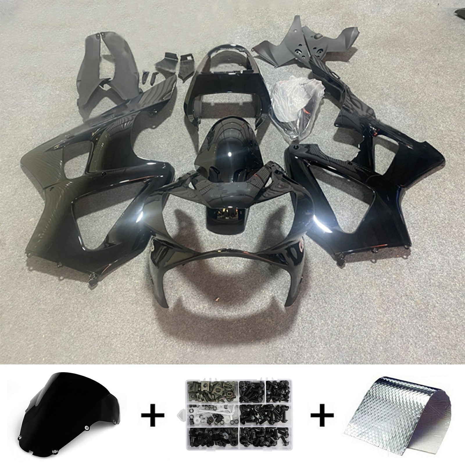 Amotopart 2000-2001 CBR929RR Honda Kit de carénage noir brillant