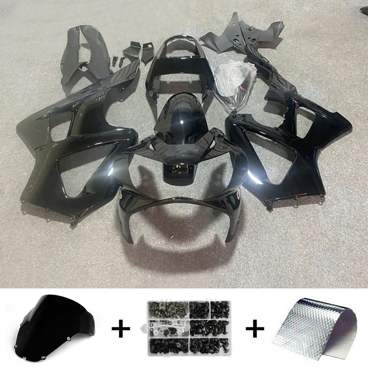 Amotopart 2000-2001 CBR929RR ホンダ グロスブラック フェアリングキット