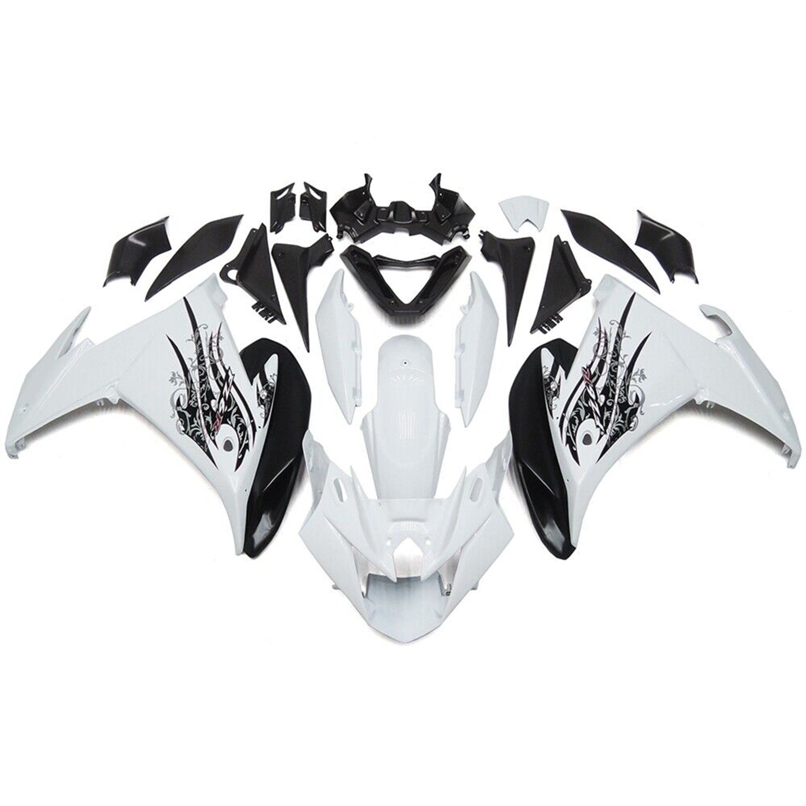 Amotopart 2009-2015 Yamaha FZ6R Black White Fairing Kit