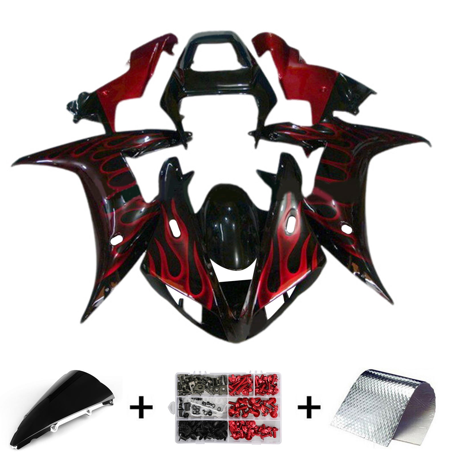 Amotopart 2002-2003 Yamaha YZF R1 Red Black Fairing Kit