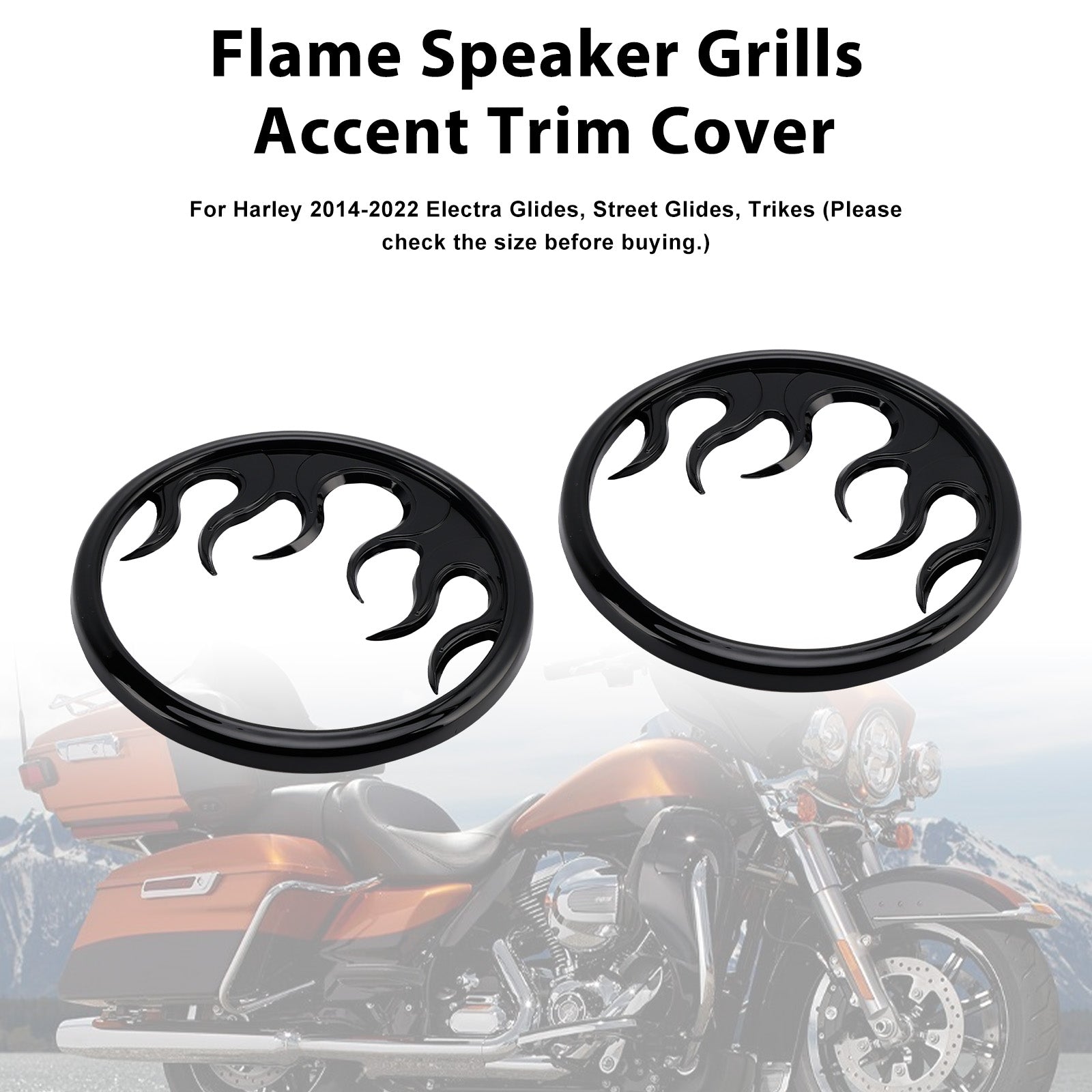 Touring Electra Glide Ultra Classic Flame Speaker Grills Accent Trim Cover