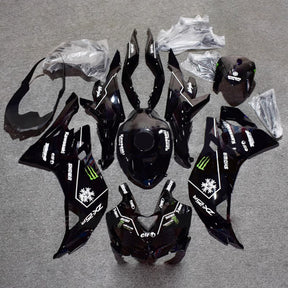 Amotopart 2019-2024 Ninja ZX-25R ZX-4R ZX-4RR Kawasaki Black with White Emblems Fairing Kit