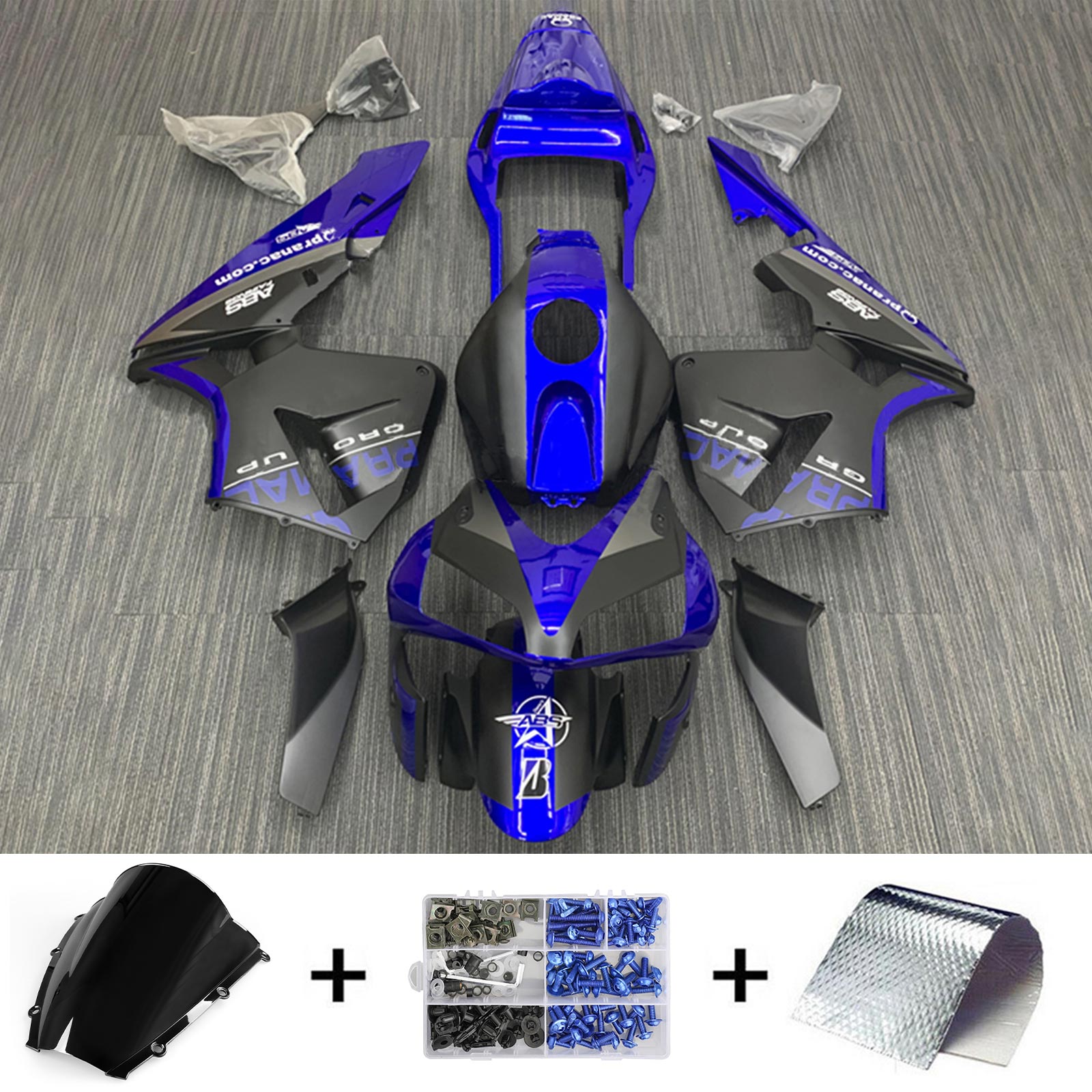 Amotopart 2003-2004 Honda CBR600RR Kit de carenado negro azul