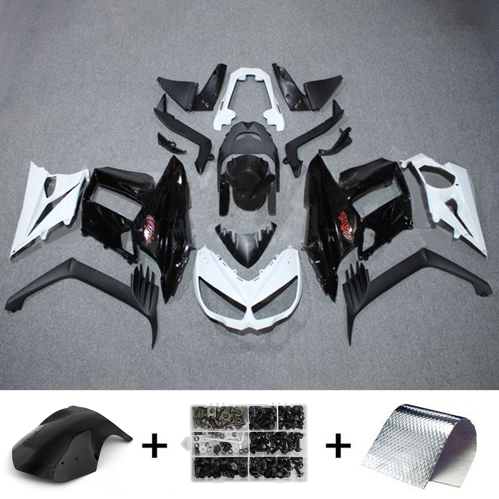 Amotopart 2010-2015 Z1000SX Kawasaki White&Black Fairing Kit