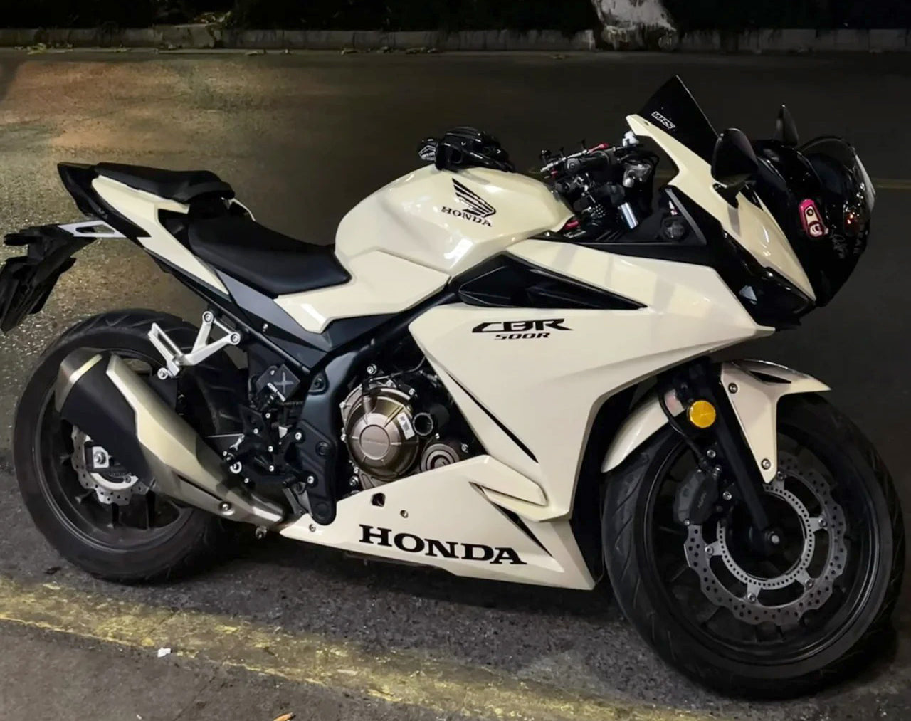 Amotopart 2019-2021 CBR500R Honda Kit de carenado blanco con logotipo negro