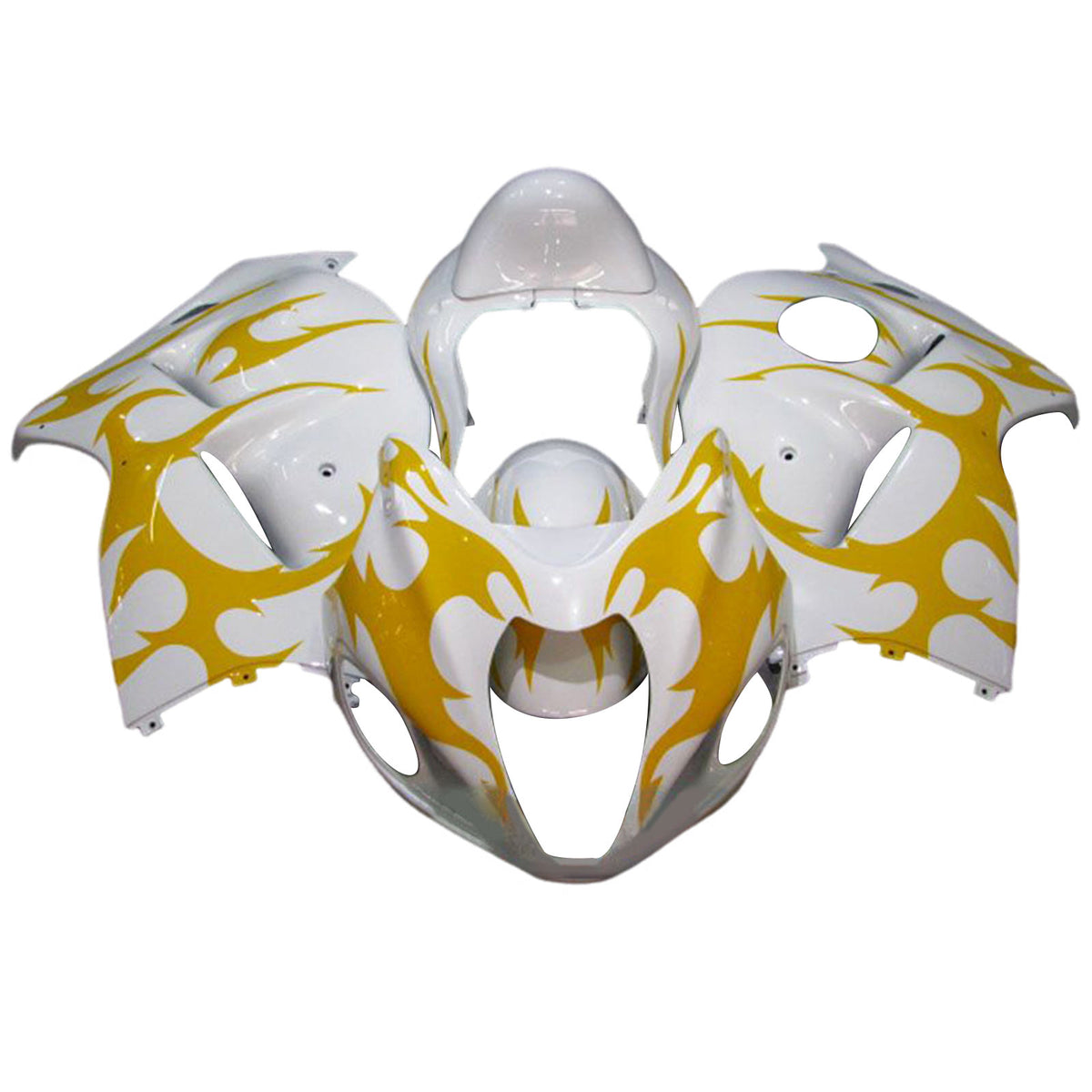 Amotopart 2008-2020 GSX1300R Hayabusa Suzuki Kit de carénage blanc et jaune