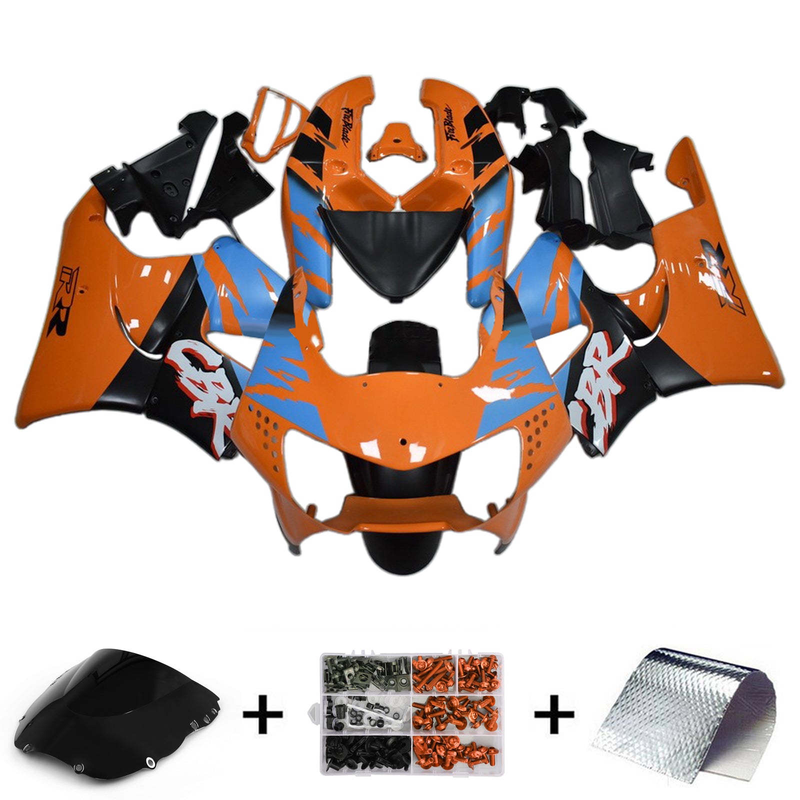 Amotopart 1998-1999 Honda CBR900RR 919 Kit de carénage orange noir9