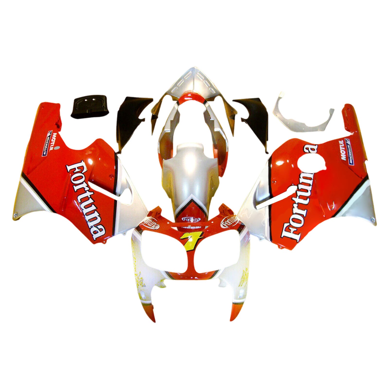 Amotopart 2000-2001 Kawasaki ZX12R White Red & Yellow Fairing Kit