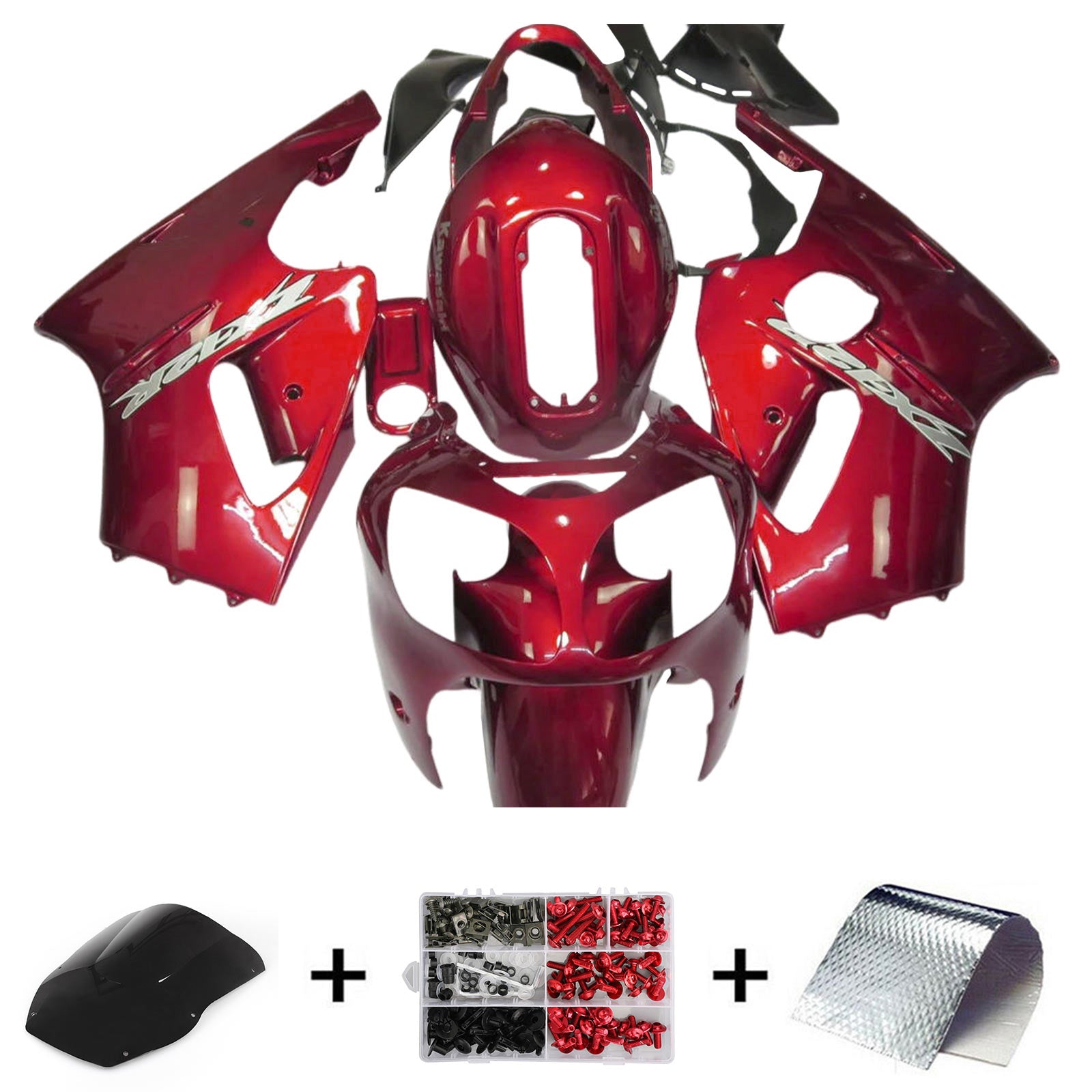 Amotopart 2000-2001 Kawasaki ZX12R Red Fairing Kit