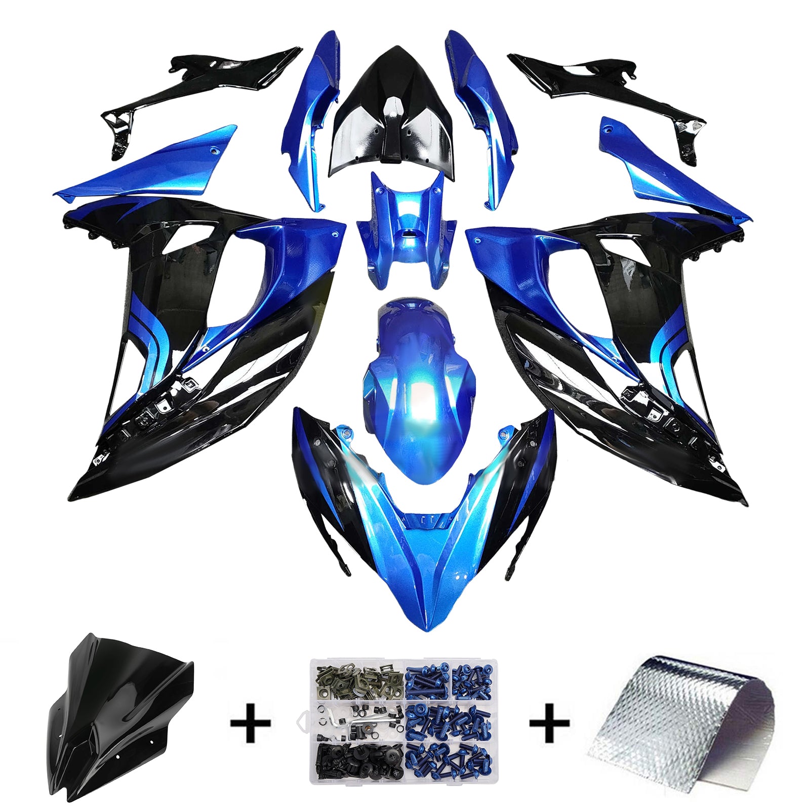 Amotopart 2017-2019 Kawasaki Ninja 650R ER6F Black Blue Fairing Kit